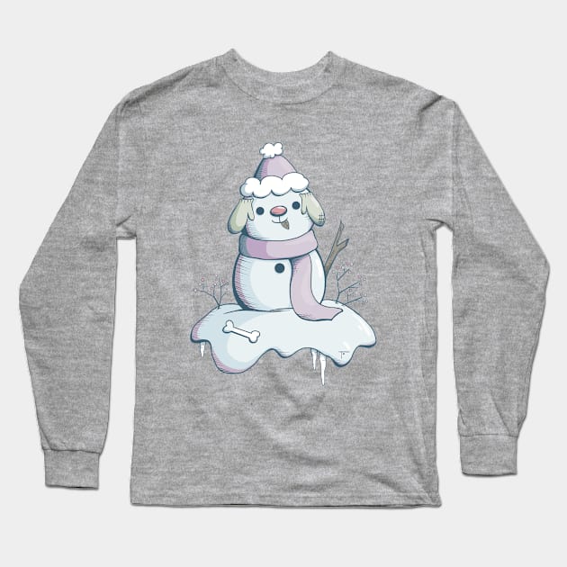 Winter Snow Pup Long Sleeve T-Shirt by Bee and Clover Designs